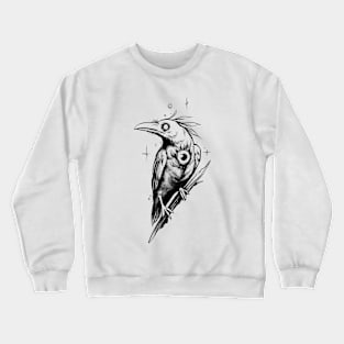 Pencil Tattoo Crow oen eyes Crewneck Sweatshirt